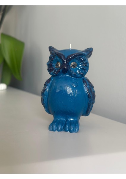 Baykuş Model Indigo Renkli Dekoratif Mum modelleri