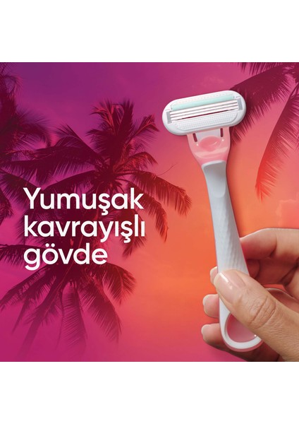 Smooth Miami Kadın Tıraş Bıçakları, 3'lü Kadın Kullan At Tıraş Bıçakları