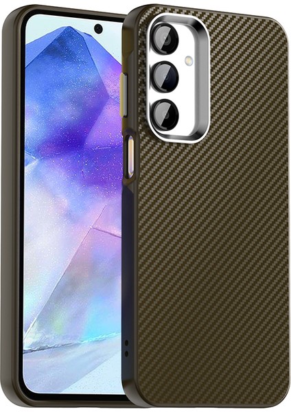 Samsung Galaxy A55 5g Kılıf Cep Telefonu Hibrit Arka Kapak Karbon Fiber Doku-Kahverengi (Yurt Dışından)