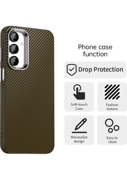 Samsung Galaxy A55 5g Kılıf Cep Telefonu Hibrit Arka Kapak Karbon Fiber Doku-Kahverengi (Yurt Dışından) fiyatları