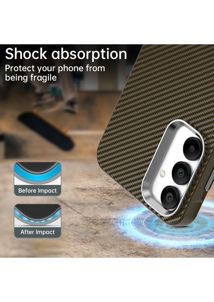 Samsung Galaxy A55 5g Kılıf Cep Telefonu Hibrit Arka Kapak Karbon Fiber Doku-Kahverengi (Yurt Dışından) modelleri