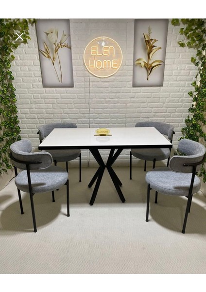 Masa Sandalye Takımı 4 Kişilik Yemek Masası Takımı Mutfak Masası Takımı ( 70 x 110)