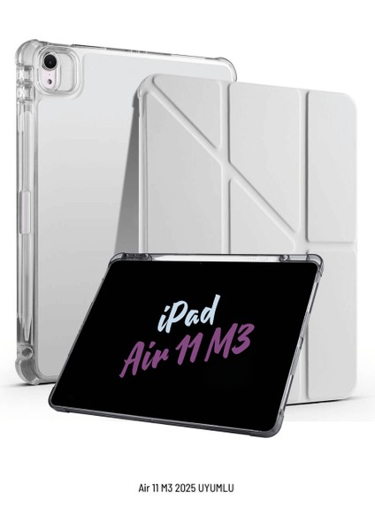 Apple iPad Air 11 Inç 2025 M3 Çip Uyumlu Kalem Bölmeli Standlı Tri Folding Fuchsia Tablet Kılıfı