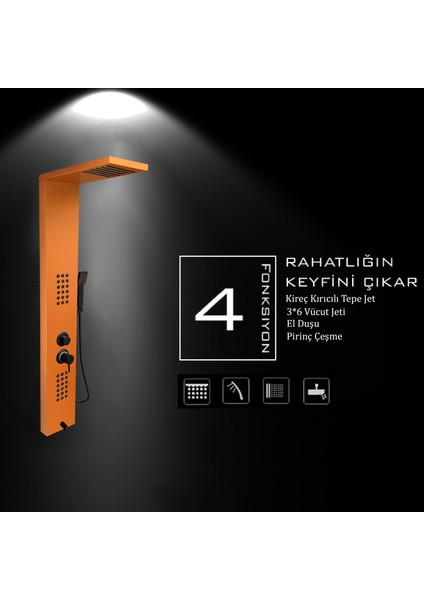 Victoria Bakır Premium Masajlı Duş Paneli - Dikey Jakuzi - Robot Duş - El Duşu - Lüx Duş
