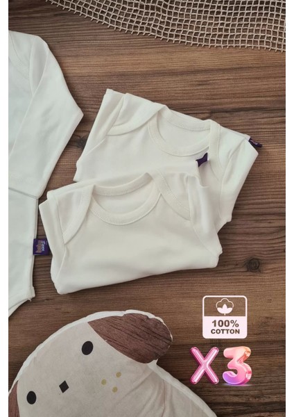 Pamuk Uzun Kol 3 Adet Bebek ve Çocuk Body