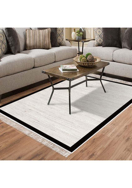 Kaymaz Dijital Mutfak & Salon Halı Toprak Saçaklı Dokuma E5001 Açık Bej