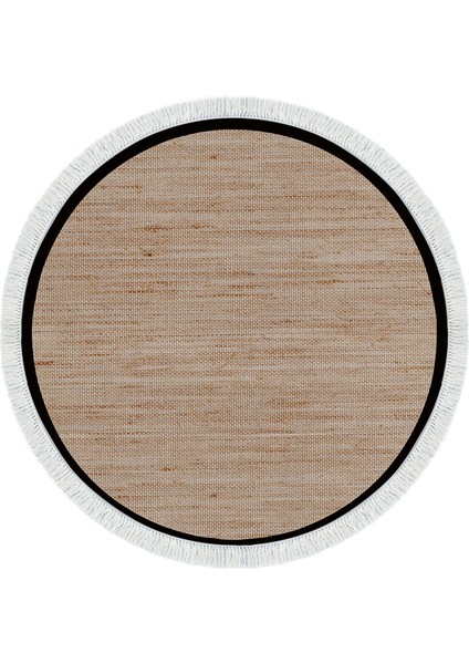 Kaymaz Dijital Mutfak & Salon Halı Toprak Saçaklı Yuvarlak Dokuma E5001 Kahve Bej fiyatları