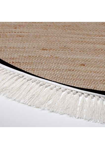 Kaymaz Dijital Mutfak & Salon Halı Toprak Saçaklı Yuvarlak Dokuma E5001 Kahve Bej modelleri