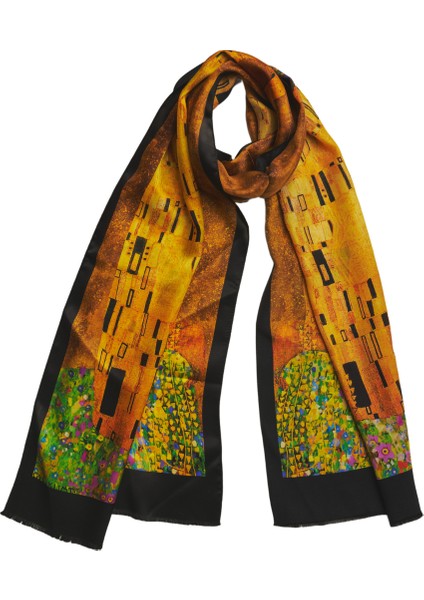 %100 Ipek Şal Fular (45X165 Cm) - Gustav Klimt (The Kiss)