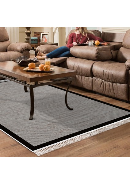 Kaymaz Dijital Mutfak & Salon Halı Toprak Saçaklı Dokuma E5001 Kahve