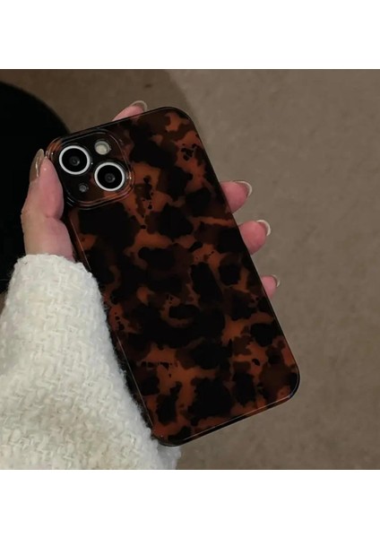 Apple iPhone Vintage Amber Leopar Desenli Kahve Siyah Geçişli Silikon Telefon Kılıfı fırsatları