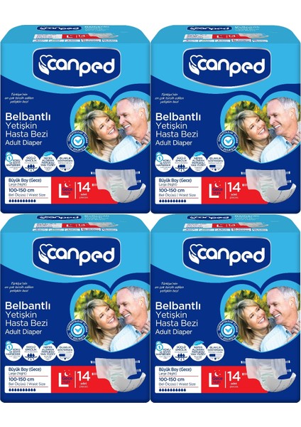 Hasta Bezi Yetişkin Bel Bantlı L - Large - Büyük Boy (Gece) 56 Adet