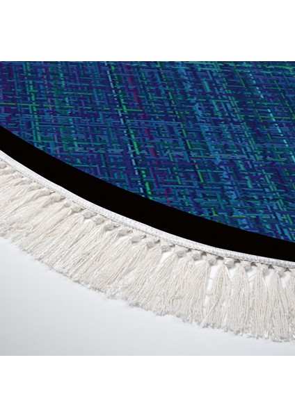 Kaymaz Dijital Mutfak & Salon Halı Toprak Saçaklı Oval Dokuma E5007 Koyu Mavi modelleri