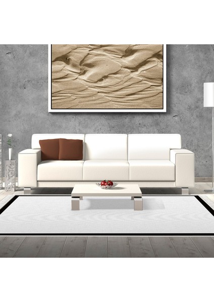 Kaymaz Dijital Mutfak & Salon Halı Toprak Saçaklı Dokuma E5001 Açık Gri