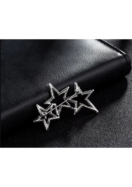 3'lü Yıldız Şeklinde Kristal Taşlı Broş modelleri