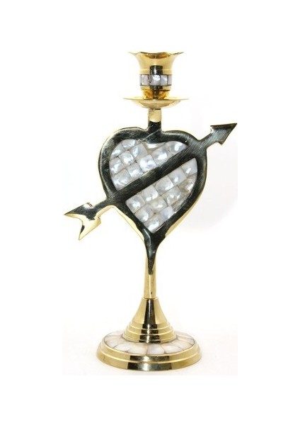 Pirinç Sedefli Tekli Şamdan 20 cm