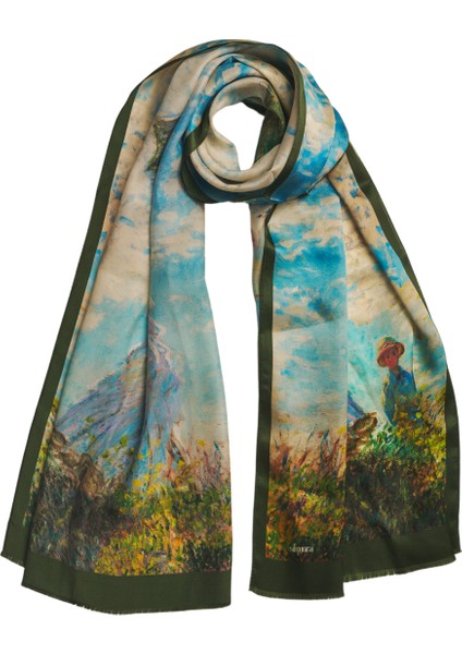 %100 Ipek Şal Fular (45X165 Cm) - Monet (Japon Köprüsü)