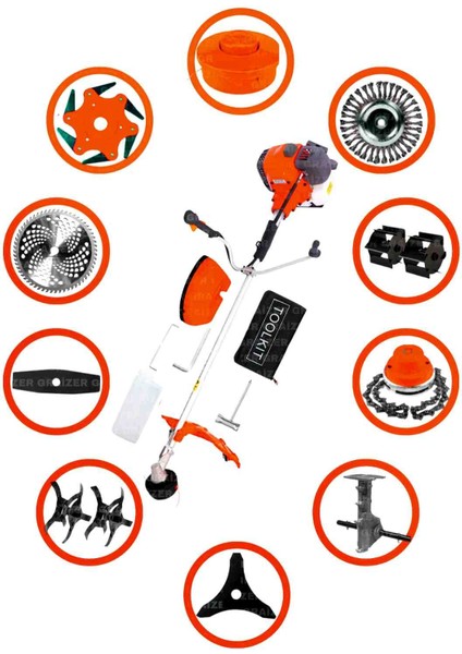 Alman 11 In 1 Setli Yan Tipi Benzinli Motorlu Ot Çalı Tırpanı Çim Biçme Makinesi Tırpan 11 Parça fiyatları