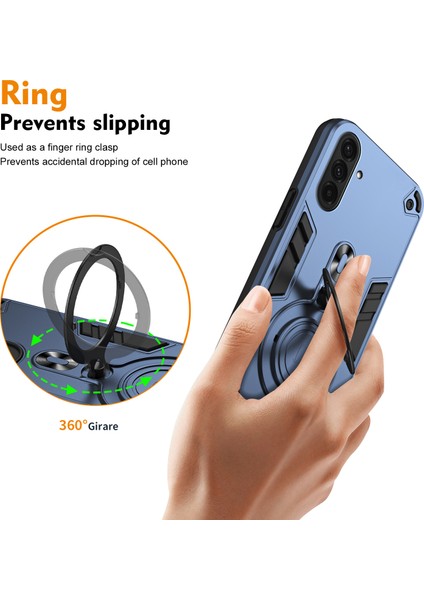Samsung Galaxy A36 5g Kılıf Dönebilen Kickstand Pc+Tpu Düşmeye Telefon Kapağı-Mavi (Yurt Dışından) modelleri