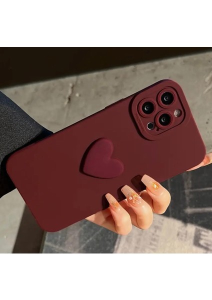 Apple iPhone Bordo Kalp Lens Korumalı Yumuşak Silikon Telefon Kılıfı fiyatları