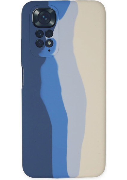 Xiaomi Redmi Note 11 Kılıf Ebruli Lansman Silikon - Lacivert-Krem 11