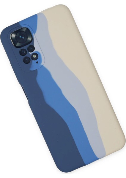 Xiaomi Redmi Note 11 Kılıf Ebruli Lansman Silikon - Lacivert-Krem 11