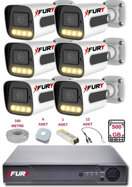 6 Kameralı Set Full Hd Gece Renkli Görüş-Cepten İzle-Su Geçirmez Güvenlik Kamerası Seti 500GB