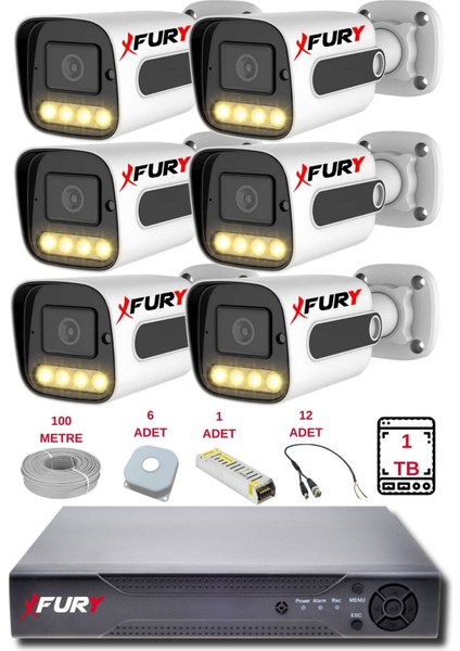6 Kameralı Set Full Hd Gece Renkli Görüş - Cepten İzle - Su Geçirmez Güvenlik Kamerası Seti 1tb