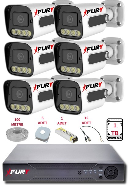 6 Kameralı Set Full Hd Gece Renkli Görüş - Cepten İzle - Su Geçirmez Güvenlik Kamerası Seti 1tb