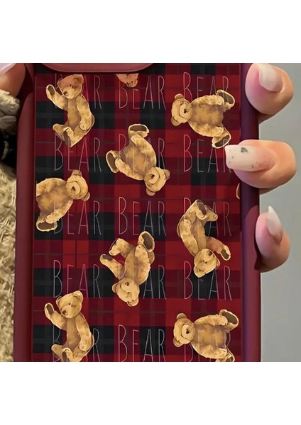 Apple iPhone Teddy Bear Darbeye Dayanıklı Yumuşak Silikon Bordo Telefon Kılıfı indirimleri