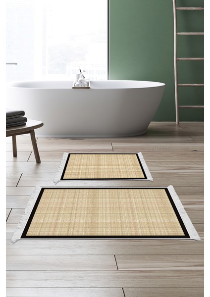 Kaymaz Taban Djt Klozet Takımı Saray Deri Saçaklı Dokuma E5007 Bej Kahve