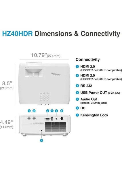 HZ40HDR Lazer Ev Sineması ve Oyun Projektörü