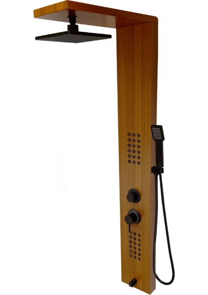 Victoria Teak Ağacı Desenli Premium Lena Masajlı Duş Paneli - Dikey Jakuzi - Robot Duş - El Duşu - Lüx Duş fiyatları