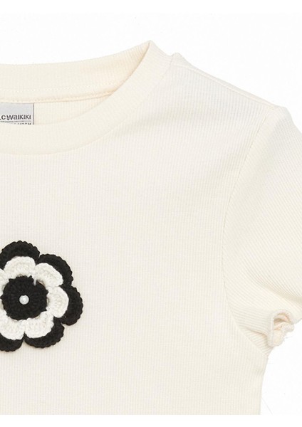 Lcw Kids Bisiklet Yaka Çiçekli Kız Çocuk Crop Tişört