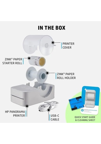 Sprocket Panorama Instant Taşınabilir Renkli Etiket ve Fotoğraf Yazıcısı Gri Printer
