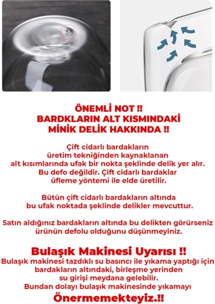 2 Adet Isıya Dayanıklı Kahve ve Sunum Bardağı Borosilikat Çift Çidarlı Kulplu Bardak | 250ML