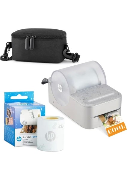 Sprocket Panorama Instant Taşınabilir Renkli Etiket ve Fotoğraf Yazıcısı Başlangıç Paketi Gri Starter Bundle