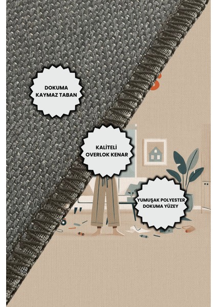 Çocuklu Kadın Figürlü Halı Dijital Baskılı Halı Yıkanabilir Oturma Odası Halısı indirimleri