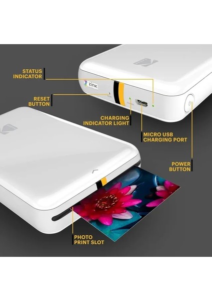 Step Anında Renkli Fotoğraf Yazıcısı Beyaz Printer