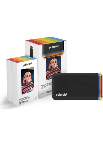 Hi-Print - Bluetooth Fotoğraf Yazıcısı ve Kağıt Ikili Paketi Siyah