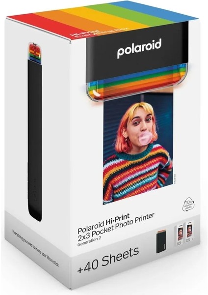 Hi-Print - Bluetooth Fotoğraf Yazıcısı ve Kağıt Ikili Paketi Siyah