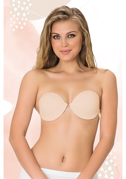 Transparan (Sırtı Şeffaf) Düğün, Nişan, Gece Kıyafeti Dekolte Abiye Sütyeni (Ten) Destekli Soft Cup modelleri