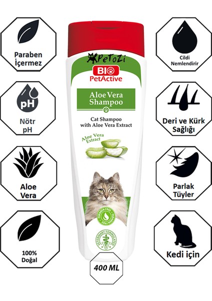 Kediler Için Aloe Vera Özlü Şampuan 400 Ml