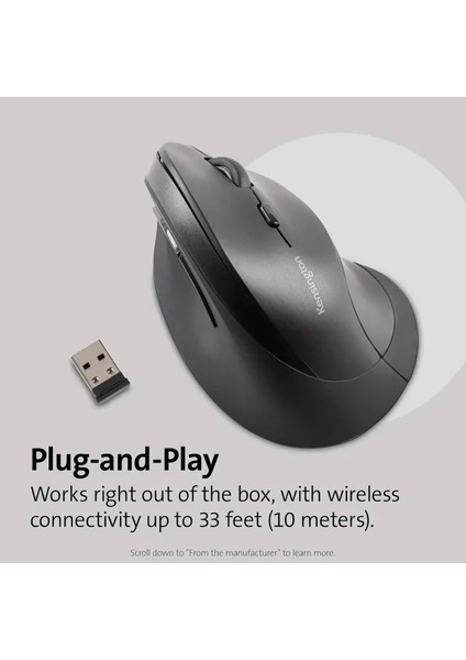 Ergonomik Dikey Kablosuz Fare (K75575WW) Mid-Size indirimleri