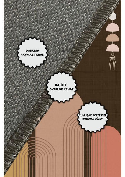 Bohem Desenli Halı Bohem Halı Dokuma Kaymaz Tabanlı Halı Oturma Odası Halısı