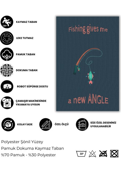 Balık Oltası Figürlü Halı Dokuma Kaymaz Tabanlı Halı Dijital Baskılı Halı Genç Odası Halısı fırsatları