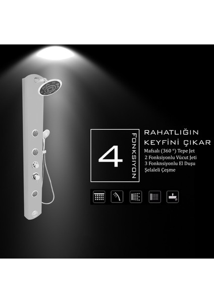 Stella Silver Gri Masajlı Duş Paneli - Dikey Jakuzi - Robot Duş - El Duşu - Lüx Duş fırsatları