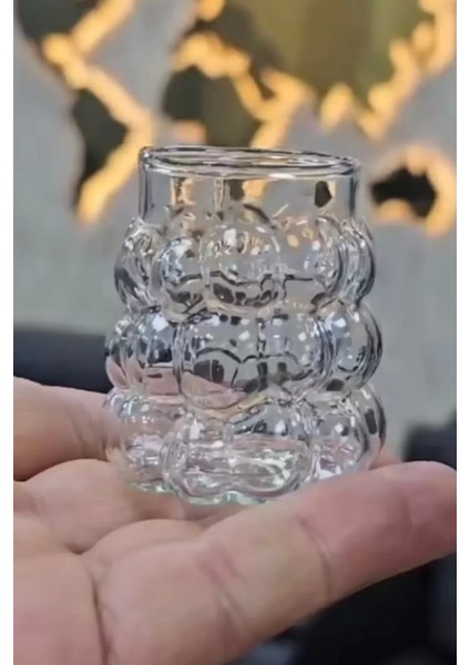 6'lı Mini Boncuk Şekilli Bardak Kahve Sunum Bardağı Isıya Dayanıklı Üzüm Bardak 90 ml