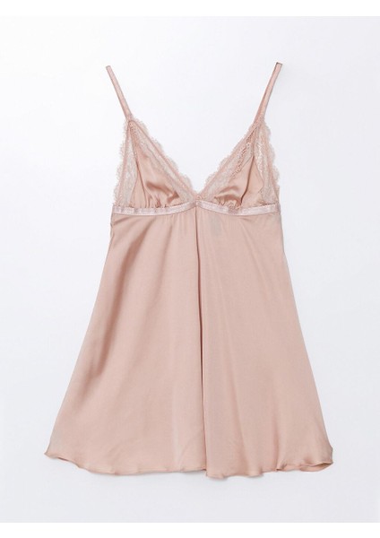 V Yaka Dantel Detaylı Askılı Saten Babydoll fiyatları