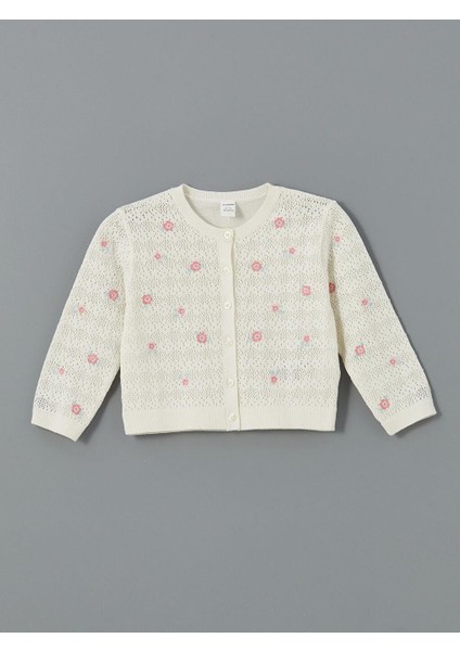 Bisiklet Yaka Dantelli Kız Çocuk Triko Hırka